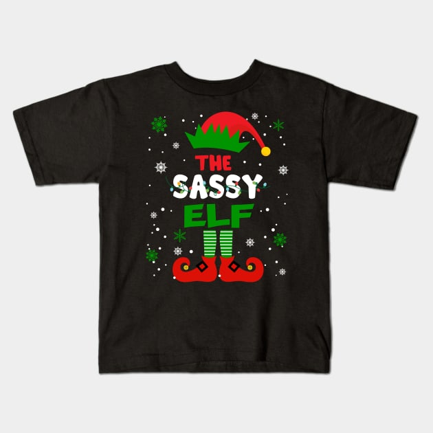 Sassy Elf Christmas Funny Family Pajama Matching Xmas Kids T-Shirt by Audell Richardson